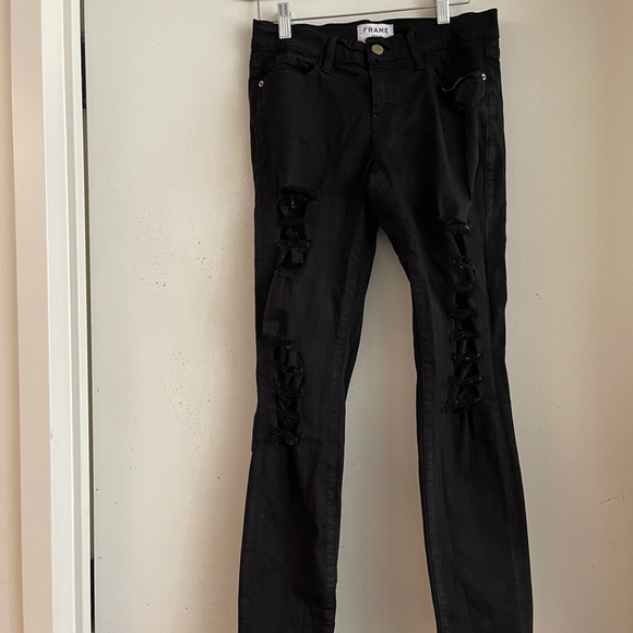 Frame Denim Le Skinny de Jeanne Ripped Film Noir - Picture 5 of 8
